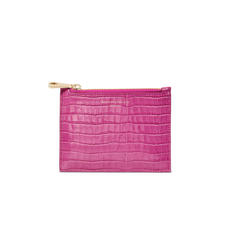 Small Essential Flat Pouch in Deep Shine Hibiscus Small Croc