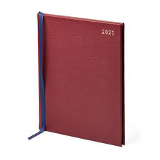 Quarto A4 Week to View Leather Diary in Bordeaux Pebble