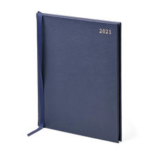 Quarto A4 Week to View Leather Diary in Navy Pebble