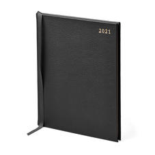 Quarto A4 Week to View Leather Diary in Black Pebble