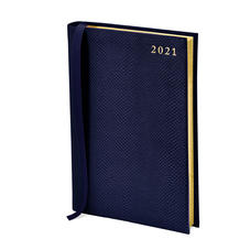 A5 Day to Page Leather Diary in Midnight Blue Lizard