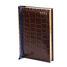 A5 Day to Page Leather Diary in Deep Shine Amazon Brown Croc