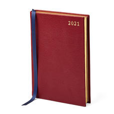 A5 Day to Page Leather Diary in Bordeaux Pebble