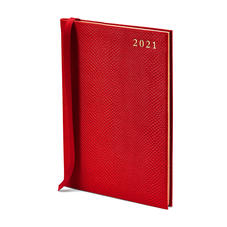 A5 Week to View Leather Diary in Berry Lizard