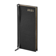 Slim Pocket Leather Diary in Black Pebble