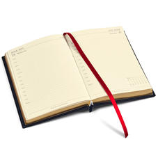 A6 Day to Page Leather Diary in Black Pebble