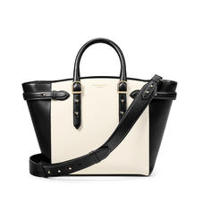 Midi Marylebone Tote in Ivory Saffiano & Smooth Black