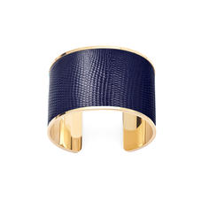 Cleopatra Cuff Bracelet in Midnight Blue Silk Lizard