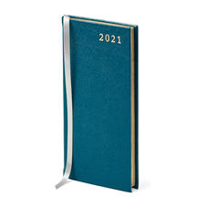 Slim Pocket Leather Diary in Pewter Blue Saffiano