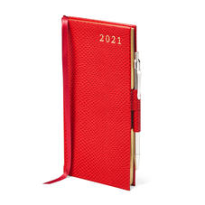 Slim Pocket Leather Diary with Pen in Berry Lizard