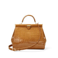 Small Florence Frame Bag in Deep Shine Vintage Tan Small Croc