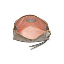 Small Essential Cosmetic Case in Deep Shine Warm Grey Small Croc