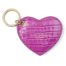 Heart Key Ring in Deep Shine Hibiscus Small Croc