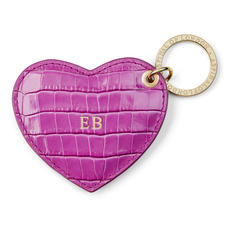 Heart Key Ring in Deep Shine Hibiscus Small Croc