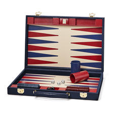 17-inch Backgammon Set in Midnight Blue Silk Lizard
