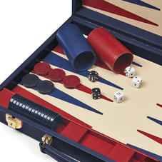 17-inch Backgammon Set in Midnight Blue Silk Lizard