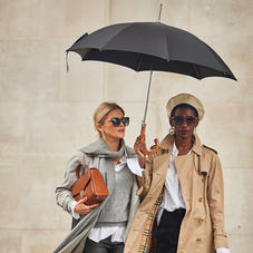 Walking Length Automatic Umbrella with Maple Wood Handle in Black