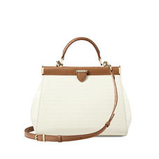 Small Florence Frame Bag in Deep Shine Ivory Small Croc & Camel Lizard