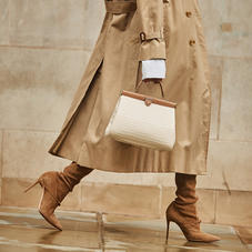 Small Florence Frame Bag in Deep Shine Ivory Small Croc & Camel Lizard
