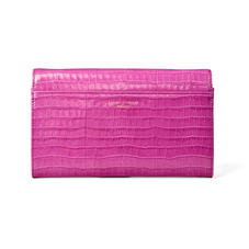 Mayfair Clutch in Deep Shine Hibiscus Small Croc