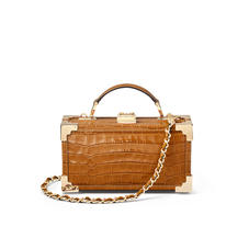 Trinket Box in Deep Shine Vintage Tan Small Croc