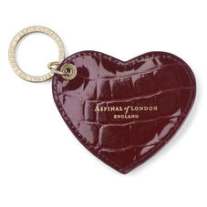 Heart Keyring in Bordeaux Patent Croc