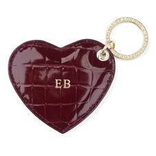 Heart Keyring in Bordeaux Patent Croc