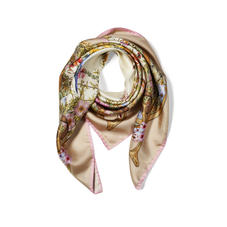 Edwardian Garden Silk Scarf in Putty Pure Silk Twill