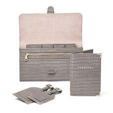 Travel Collection with Removable Inserts in Deep Shine Warm Grey Small Croc