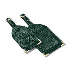 Set of 2 Luggage Tags in Evergreen Patent Croc
