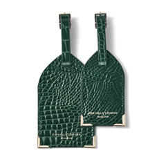 Set of 2 Luggage Tags in Evergreen Patent Croc
