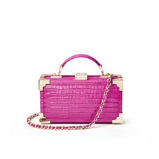 Trinket Box in Deep Shine Hibiscus Small Croc