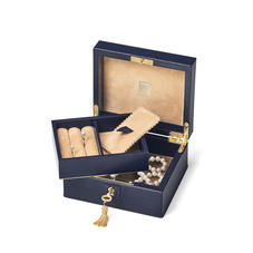 Bijou Jewellery Box in Midnight Blue Silk Lizard
