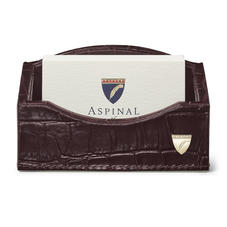 Business Card Holder in Deep Shine Amazon Brown Croc & Stone Suede
