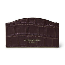 Business Card Holder in Deep Shine Amazon Brown Croc & Stone Suede