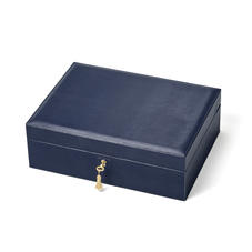 Grand Luxe Jewellery Case in Midnight Blue Silk Lizard