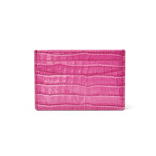 Slim Credit Card Case in Deep Shine Hibiscus Small Croc