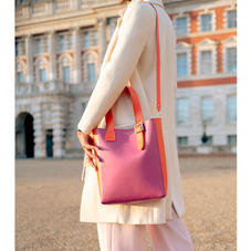 Small Editor’s ‘A’ Tote in Hibiscus & Orange Saffiano