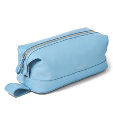 Men's Leather Washbag in Smooth Bluebird