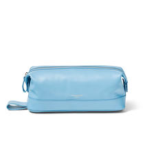 Men's Leather Washbag in Smooth Bluebird