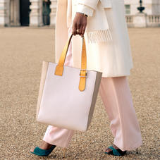 Small Editor’s ‘A’ Tote in Shell Pink, Bloomsbury, Soft Taupe & Mandarin Pebble