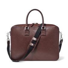 Small Mount Street Laptop Bag in Brown Saffiano & Smooth Brown