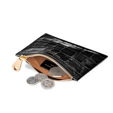 Small Essential Flat Pouch in Deep Shine Black Croc