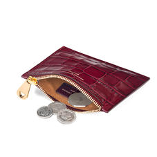 Small Essential Flat Pouch in Deep Shine Bordeaux Croc
