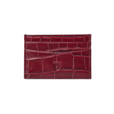 Slim Credit Card Case in Deep Shine Bordeaux Croc