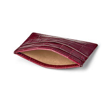 Slim Credit Card Case in Deep Shine Bordeaux Croc