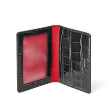 ID & Travel Card Holder in Deep Shine Black Croc
