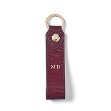 Leather Loop Keyring in Bordeaux Silk Lizard