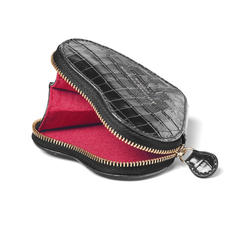 Heart Coin Purse in Deep Shine Black Small Croc