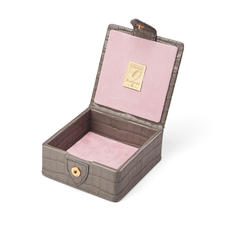 Stud Box in Deep Shine Warm Grey Small Croc